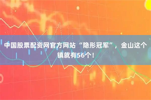 中国股票配资网官方网站 “隐形冠军”,金山这个镇就有56个!
